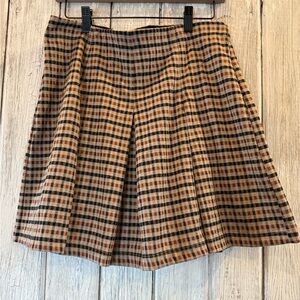 Max Studio Checkered A-Line Skirt in Tan and Black